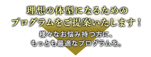 理想の体型になるためのプログラムをご提案いたします！